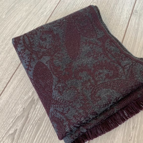 HUGO BOSS Paisley Purple Blue Wool Scarf - Picture 5 of 7